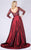MNM COUTURE - M0066 Sequined Long Sleeve Taffeta Overskirt Gown In Red