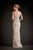 Park 108 - Illusion Short Sleeve Scroll Embroidered Gown M106 - 1 pc Silver/Nude In Size 12 Available