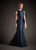 Park 108 Sleeveless Beaded Peplum Mikado Mermaid Gown in Blue