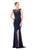 Marsoni by Colors - M155-1 Beaded Baroque Illusion Gown In Blue