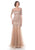Marsoni by Colors - M179 Illusion Short Sleeve Mermaid Gown in Brown