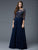 Marsoni by Colors - M189 Chiffon Scoop Neck A-Line Dress in Blue