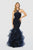 Nox Anabel - M189 Beaded Lace Halter Ruffled Mermaid Dress In Blue