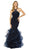 Nox Anabel - Beaded Lace High Halter Tulle Mermaid Gown M189 In Blue and Black
