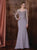 Marsoni by Colors - M195 Bejeweled V-Neck Trumpet Dress in Gray