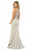 Nox Anabel - M195 Sleeveless Embroidered Halter Trumpet Dress In Silver and Pink