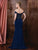 Marsoni by Colors - M196 Embellished Sweetheart Sheath Dress in Blue