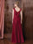 Marsoni by Colors - M198 Ruched V-Neck A-Line Dress in Red