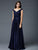 Marsoni by Colors - Ruched V-Neck A-Line Dress M198 In Blue