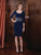 Marsoni by Colors - M201 Fitted Quarter Length Sleeves Short Dress In Blue