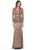 Marsoni by Colors - M206 Lace Square Neck Trumpet Dress in Brown