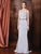 Marsoni by Colors - M208 Bejeweled V-Neck Sheath Dress in Silver