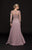 Marsoni by Colors - M217 Quarter Sleeve Embroidered Illusion Gown In Pink