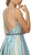Nox Anabel - M271 Illusion Plunge Glitter A-Line Gown In Blue and Gold