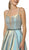 Nox Anabel - M271 Illusion Plunge Glitter A-Line Gown In Blue and Gold