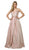 Nox Anabel - M271 Illusion Plunge Glitter A-Line Gown In Pink and Gold