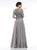 Marsoni By Colors - M278 Sheer Half Sleeve Beaded Lace Bodice Gown In Gray and Silver