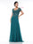 Marsoni By Colors - M279 Beaded Short Sleeve Scoop A-Line Gown In Green