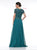 Marsoni By Colors - M279 Beaded Short Sleeve Scoop A-Line Gown In Green