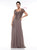Marsoni By Colors - M279 Beaded Short Sleeve Scoop A-Line Gown In Brown