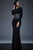 Long Sleeve with Leather Waistline Black Evening Dress M309
