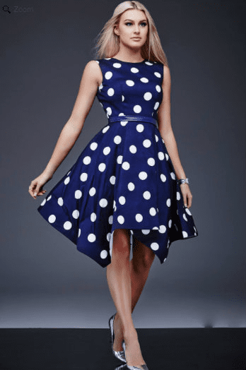 Sleeveless Jewel Neckline Dress in Printed Bodice M378