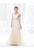 Terani Couture - M3808 Ruched V Neck Long Sleeves Long Dress in Neutral