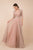 Nox Anabel - M530 Deep V-neck Pleated A-line Dress In Pink and Gold