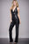 Black V-Neck Lace Tea Length Dress M605