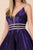 Nox Anabel - M684 Plunging Sweetheart Metallic A-Line Dress In Purple