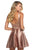 Sherri Hill - 53081 Sleeveless V-Neck Scoop Back A-Line Short Dress In Gold and Brown