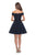 La Femme - 28234 Off-Shoulder A-line Short Dress In Blue and Black