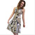 London Times - T1269M Sleeveless Palm Print Piped Dress in Brown and Print