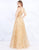 Mac Duggal Prom - 20114M Sleeveless V Neck Glitter A-Line Prom Gown In Gold