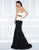 Mac Duggal Black White Red - 25303R Mermaid Gown with Beaded Belt in White and Black