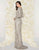 Mac Duggal Couture - 4578D Beaded Long Sleeves V Neck Dress in Gray and Neutral