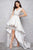 Mac Duggal - 48470D Beaded Lace V-neck High-Low Dress in White