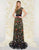 Mac Duggal Couture - 50435D Capsleeve Floral Embroidered Long Dress in Black and Multi-color