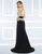 Mac Duggal Black White Red - 62864R Floridly Ornate High Neck Gown in Black