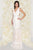 Mac Duggal Couture - 62867D Lace V-Neck Sheer Applique Evening Gown in White