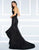 Mac Duggal Black White Red - 62872R Dark Sequined Asymmetrical Dress in Back