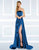 Mac Duggal Black White Red - 62879R Strapless Glossy Draping Gown in Blue