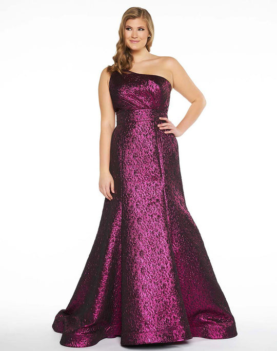 Mac Duggal Fabulouss - 66282F One Shoulder Strap Metallic Dress in Purple