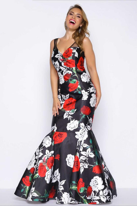 Mac Duggal - Fabulouss Style 77187F in Black and Red
