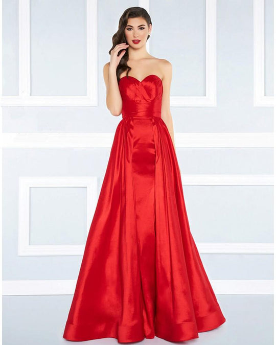 Mac Duggal Black White Red - 77266R Strapless Sweetheart A-line Dress in Red