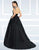 Mac Duggal Black White Red - 77269R Open Back Embellished Ballgown in Black