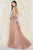 Mac Duggal Couture - 77283D V-Neck Floral Applique Evening Dress in Pink