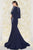 Mac Duggal Couture - 79133D Capelet Floral Embroidered Evening Gown in Blue