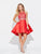 Madison James - 17-507 Striped Halter High Low Short Dress in Red