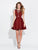Madison James - 17-512 Sleeveless Crisscross Short Dress in Red